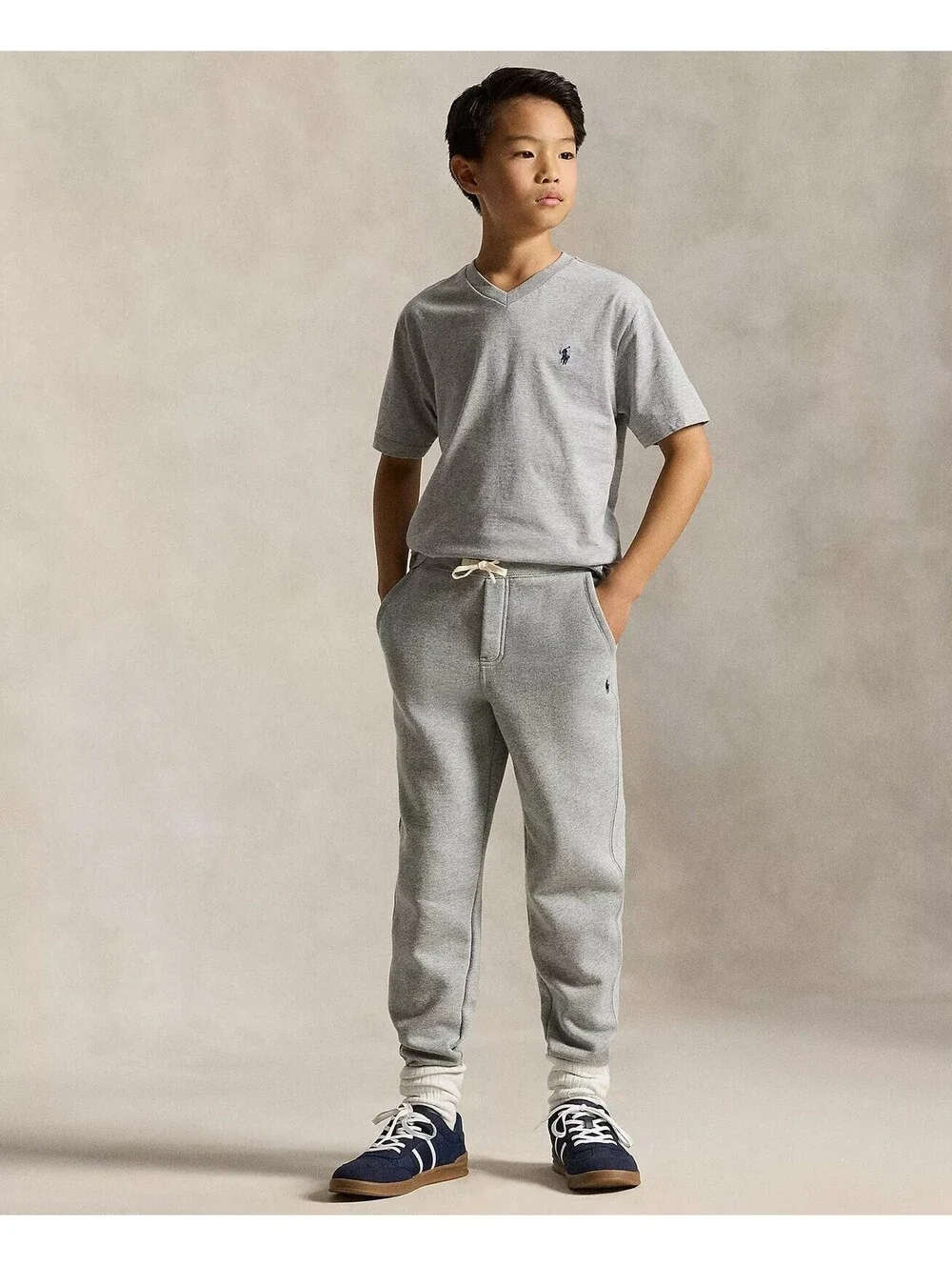 Polo Ralph Lauren Big Boys Cotton Jersey V-Neck T-Shirt - Andover Heather Gray
